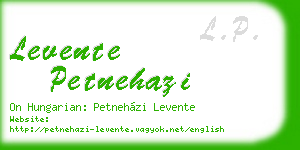levente petnehazi business card